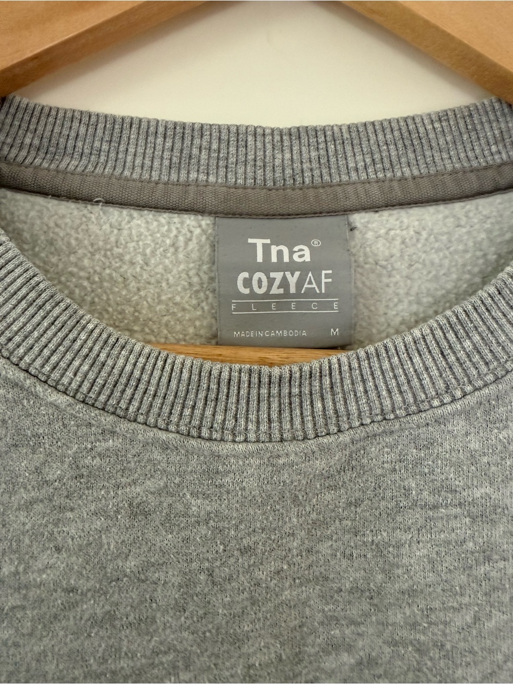 TNA Cozy AF Gray Crewneck Sweatshirt, size medium. - Picture 6 of 7